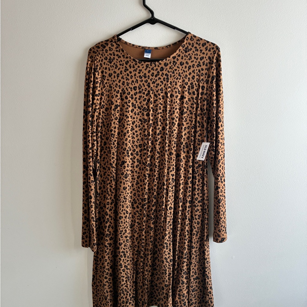 Old Navy Tan and Black Animal Print Dress